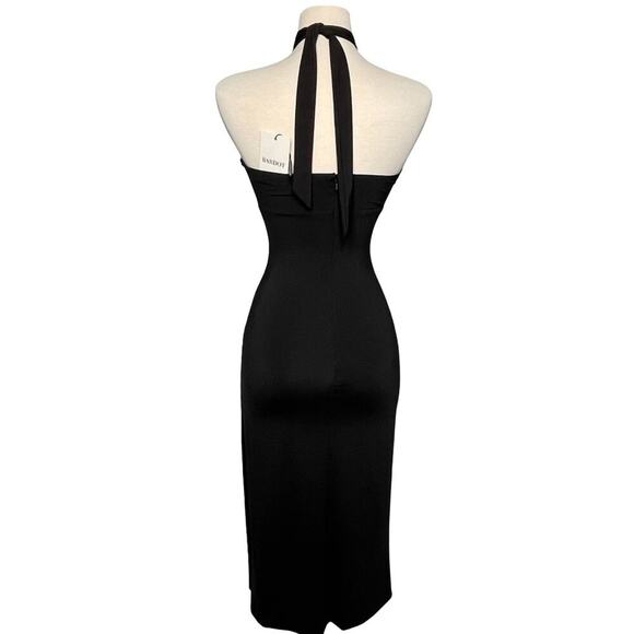 NWT Cocktail Dress, Cross-Front Halter With Side Slit  Midi Dress – XS - Picture 3 of 9